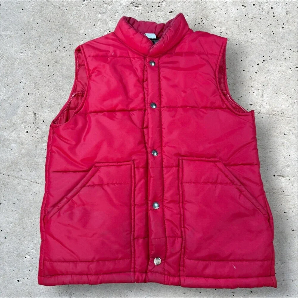 Vtg Swingster PolarGuard Puffer Vest Mens Small Red Nylon Snap Button USA